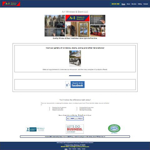 Demo of A1 Windows & Doors small business website